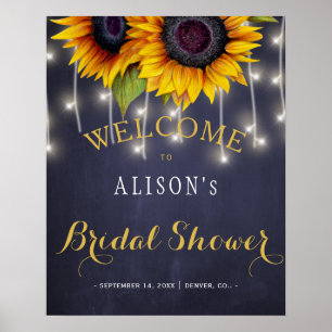 Rustic sunflowers bridal shower welcome sign