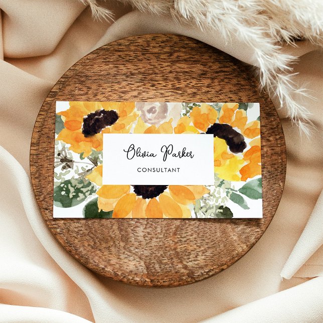 Rustic Sunflowers | Bright and Colourful Business Card (Creator Uploaded)