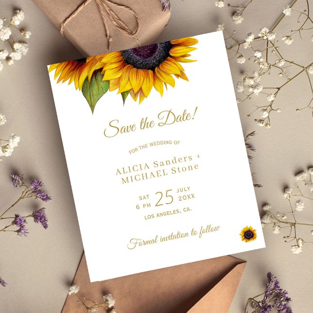Rustic sunflowers BUDGET save the date wedding (Creator Uploaded)