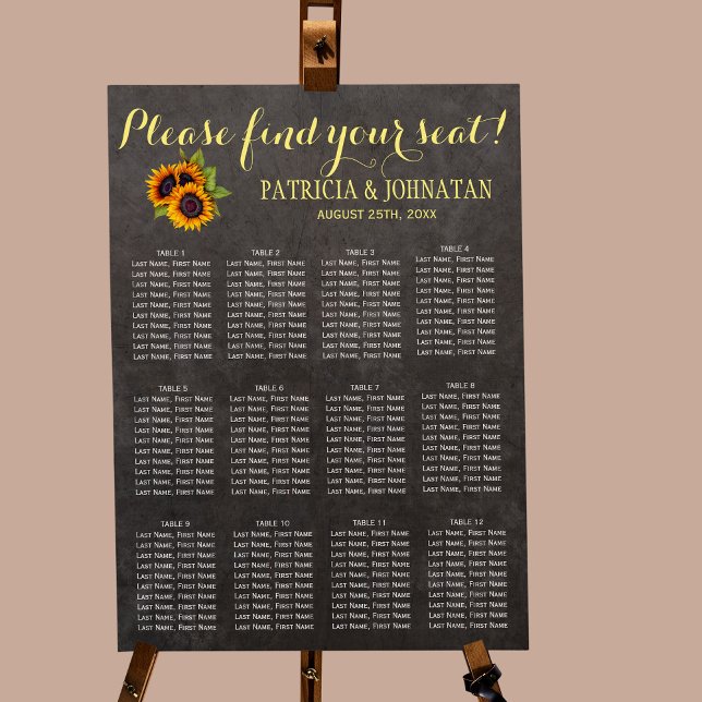 Rustic sunflowers chalkboard wedding seating chart (Creator Uploaded)