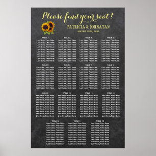 Rustic sunflowers chalkboard wedding seating chart
