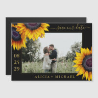 Rustic sunflowers chic script save date wedding