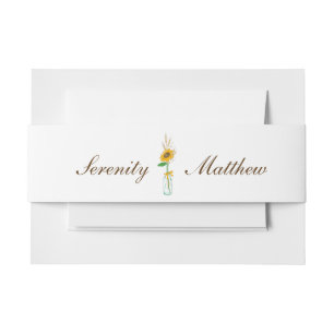 Rustic Sunflowers Country Floral Boho Fall Wedding Invitation Belly Band
