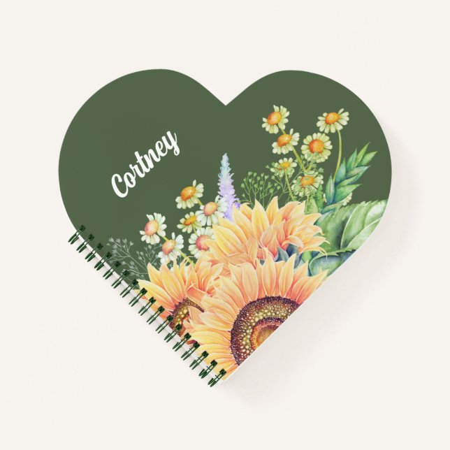 Rustic Sunflowers Custom Wedding Gift  Notebook (Front)