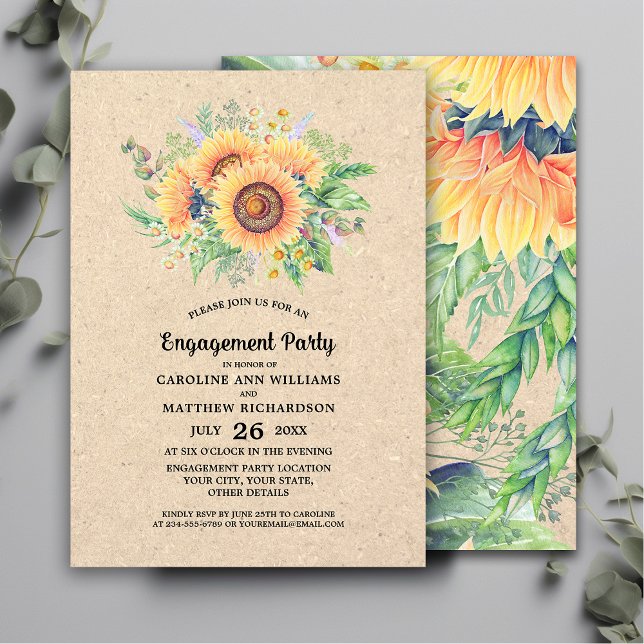 Rustic Sunflowers Engagement Party Invitation (Creator Uploaded)