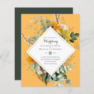 Rustic Sunflowers Eucalyptus Greenery Wedding Inv.
