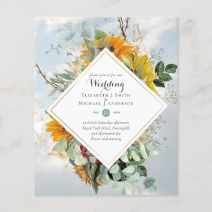 Rustic Sunflowers Eucalyptus Greenery Wedding Inv. Flyer