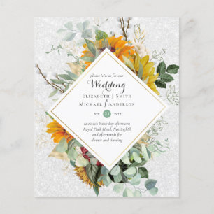 Rustic Sunflowers Eucalyptus Greenery Wedding Inv. Flyer