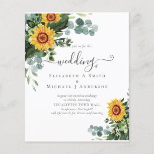 Rustic Sunflowers Eucalyptus Leaves Wedding Flyer