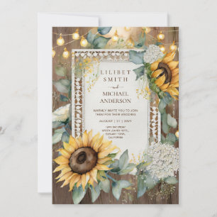Rustic Sunflowers Farmhouse Garden Wedding  Invitation
