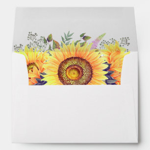 Rustic Sunflowers Floral & Return Address Envelopes
