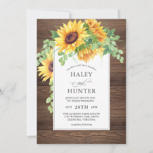 Rustic Sunflowers Floral Wedding Invitation