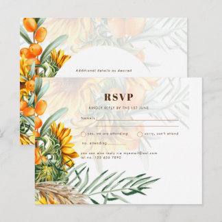 Rustic Sunflowers Floral Wedding RSVP Postcard