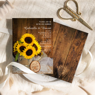 Rustic Sunflowers Garden Watering Can Barn Wedding Invitation