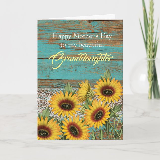 Rustic Sunflowers Granddaughter Mother's Day Card (Front)