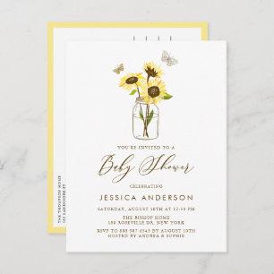 Rustic Sunflowers in Mason Jar Baby Shower Invitation Postcard