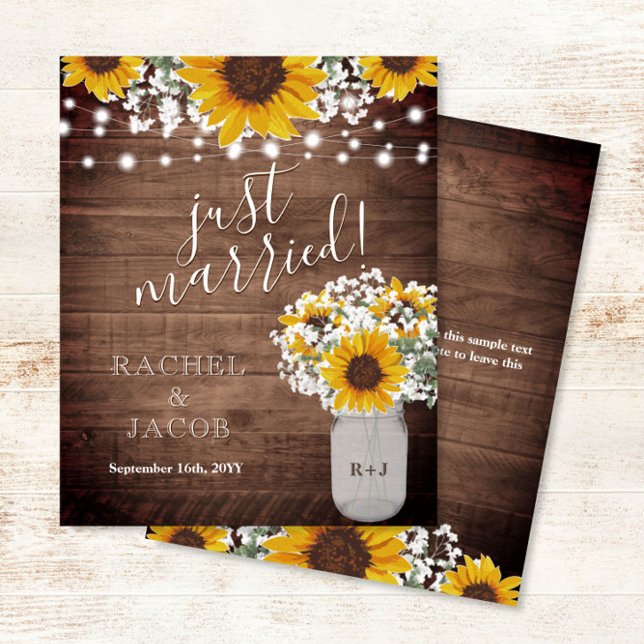 Rustic Sunflowers Jar Lights Wedding Invitation (Creator Uploaded)