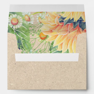 Rustic Sunflowers Kraft Paper Wedding Envelopes