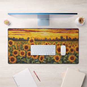 Rustic Sunflowers Landscape Desk Mat