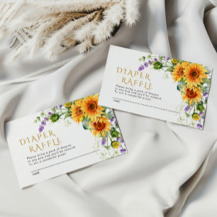 Rustic Sunflowers & Lavander Diaper Raffle Card W2