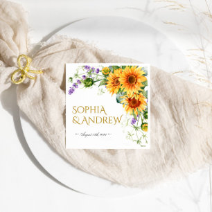 Rustic  Sunflowers & Lavander Wedding Napkins