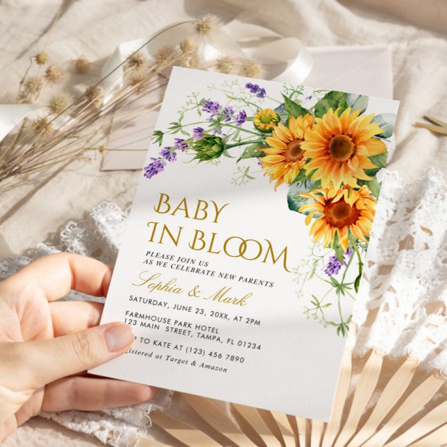 Rustic Sunflowers & Lavender Baby In Bloom Invite (Creator Uploaded)