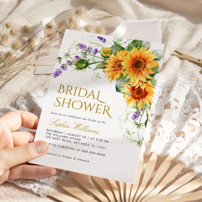 Rustic Sunflowers & Lavender Bridal Shower Invitation (Creator Uploaded)