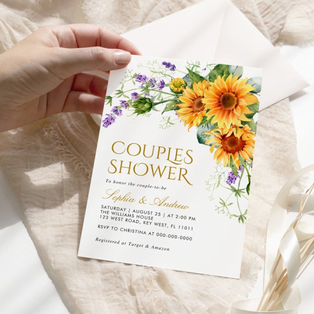 Rustic Sunflowers & Lavender Couples Shower Invitation (Creator Uploaded)