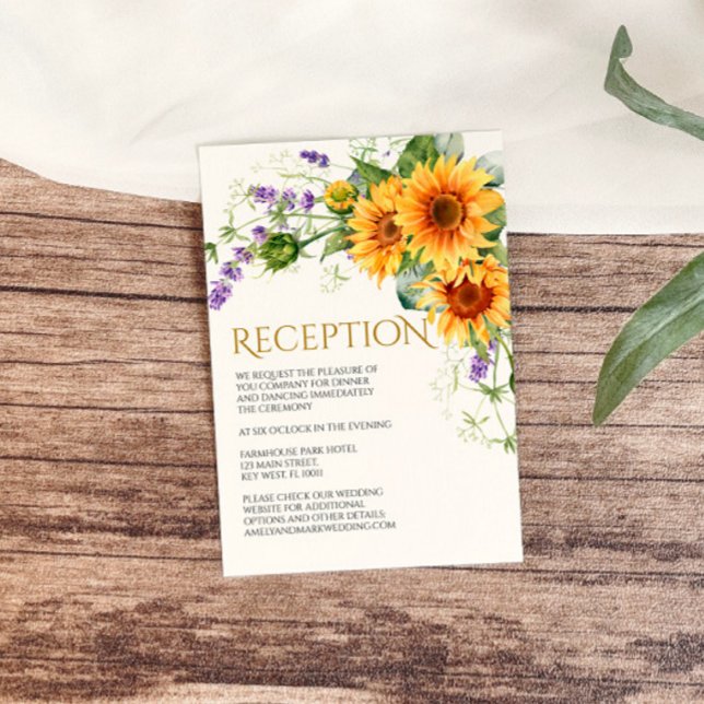 Rustic Sunflowers & Lavender Reception Cards W2 (Creator Uploaded)