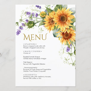 Rustic Sunflowers & Lavender Wedding Menu