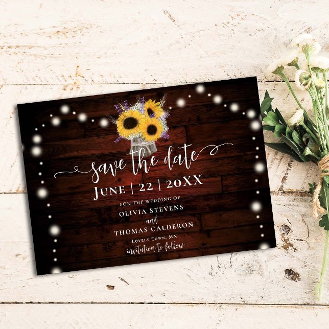 Rustic Sunflowers Lavender Wheat Barn Wedding Save Save The Date (Creator Uploaded)