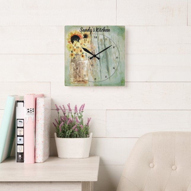 Rustic Sunflowers & Mason Jar Kitchen Clock (Reading Room)