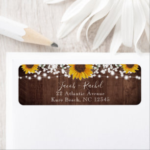 Rustic Sunflowers Mason Jar Lights Wedding Address