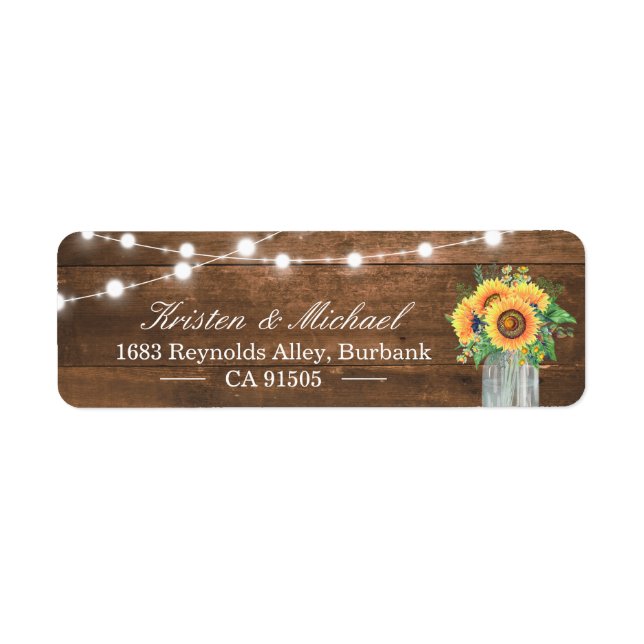 Rustic Sunflowers Mason Jar String Lights Wood (Front)