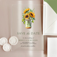 Rustic Sunflowers Mason Jar Wedding Save the Date