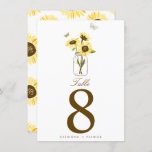 Rustic Sunflowers on a Mason Jar Table Numbers<br><div class="desc">Rustic table numbers card featuring sunflowers on a mason jar and sunflowers pattern. This elegant table numbers will be perfect for spring and summer events. Matching items are available.</div>