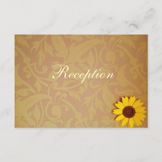 Rustic Sunflowers on Damask Wedding Invitation Set (Front)