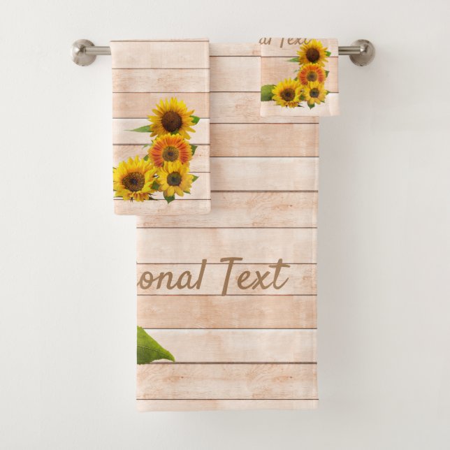 Rustic Sunflowers on Wood Bath Towel Set (Insitu)