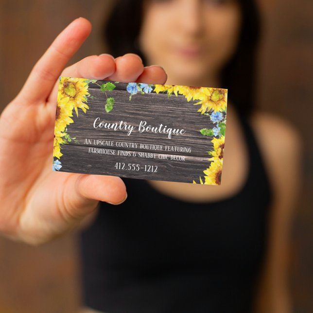 Rustic Sunflowers on Wood Country Business Card (Creator Uploaded)