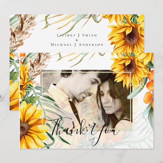 Rustic Sunflowers Pampas Grass Wedding (Front/Back)