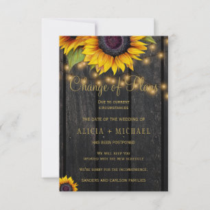 Rustic sunflowers PHOTO wedding change of plans Save The Date