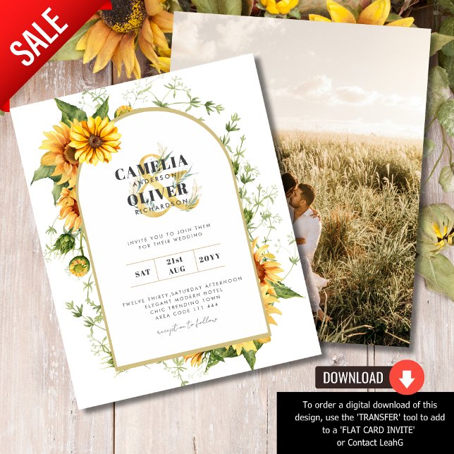 Rustic Sunflowers PHOTO WEDDING INVITATION Budget Flyer (Creator Uploaded)