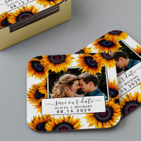 Rustic sunflowers photo wedding save the date