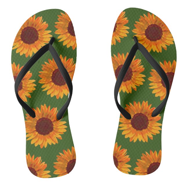 Rustic Sunflowers Pretty Botanical Pattern Jandals (Footbed)