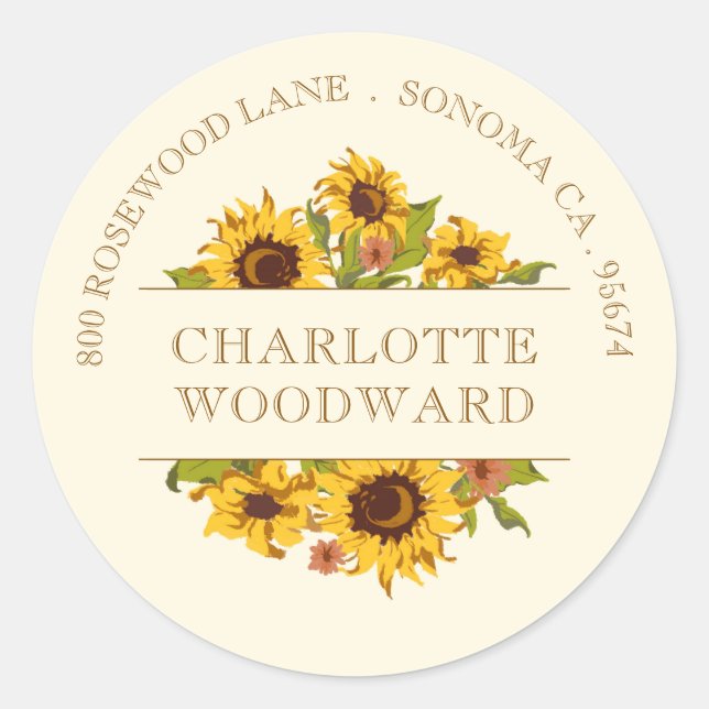 Rustic Sunflowers Return Address Label  (Front)