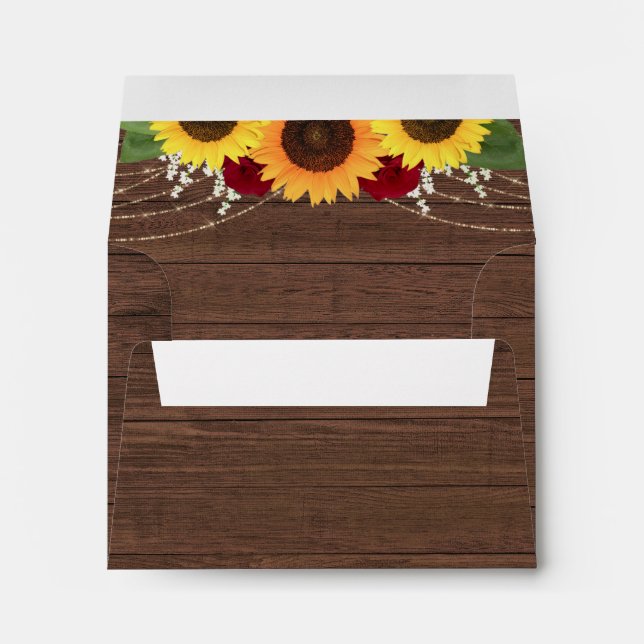Rustic Sunflowers Roses RSVP Card Return Address Envelope (Back (Bottom))