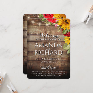 Rustic Sunflowers & Roses Wedding Program