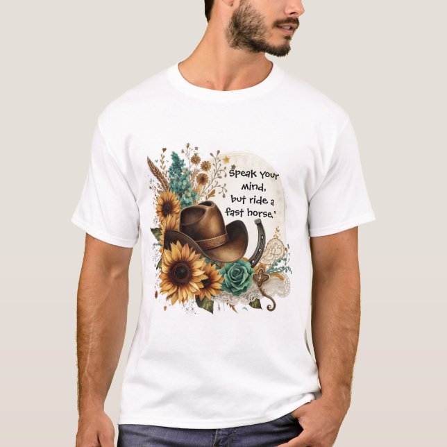 Rustic Sunflowers Speak your Mind Men T-Shirt (Front)