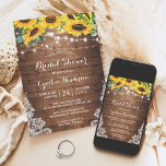 Rustic Sunflowers String Lights Lace Bridal Shower Invitation<br><div class="desc">Celebrate the bride-to-be in style with this Rustic Sunflowers String Lights Lace Bridal Shower Invitation. This invitation showcases a rustic design featuring vibrant sunflowers, delicate string lights, and elegant lace details, creating a whimsical and romantic ambiance. With digital download, you can easily print it out at home or share it...</div>