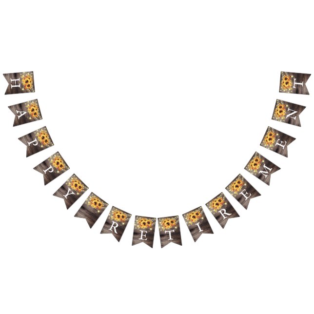 Rustic Sunflowers String Lights Retirement Party Bunting (All)